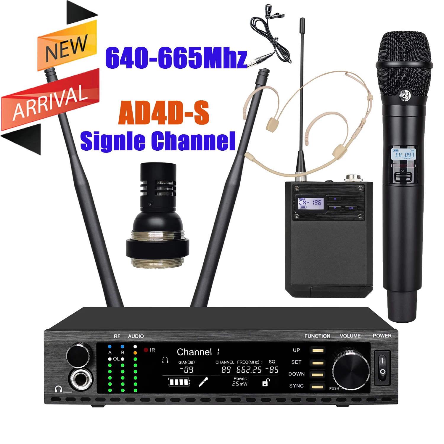 Leicozic AD4D-S KSM11 Kondensator-Mikrofon, einkanaliges Mikrofon, kabellos, echte Vielfalt für Bühnenauftritte, 500/600/900 MHz 6