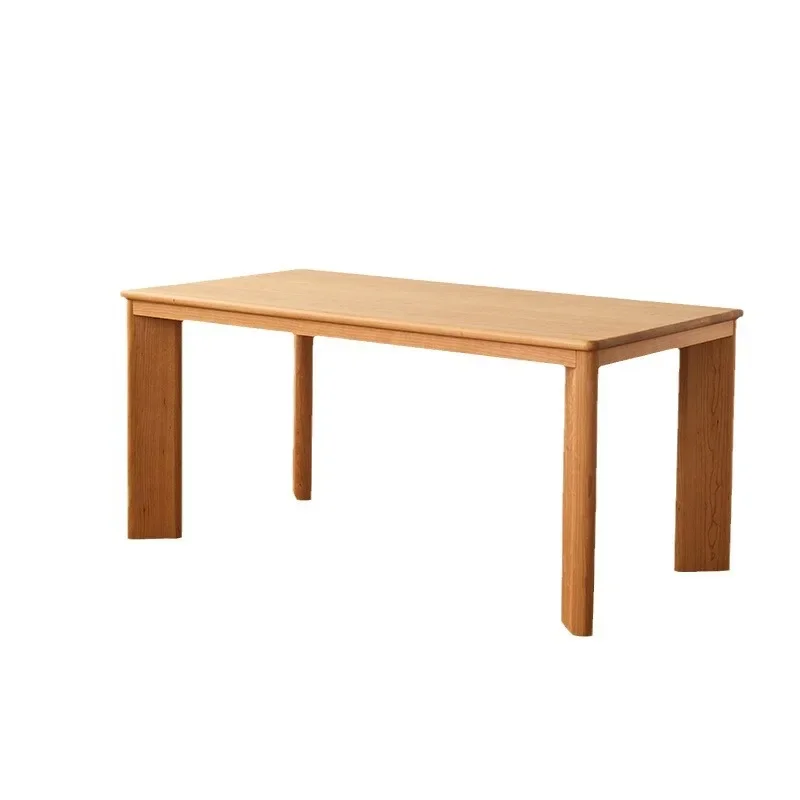 Cherry wood rectangular dining table household Japanese living room log style dining table