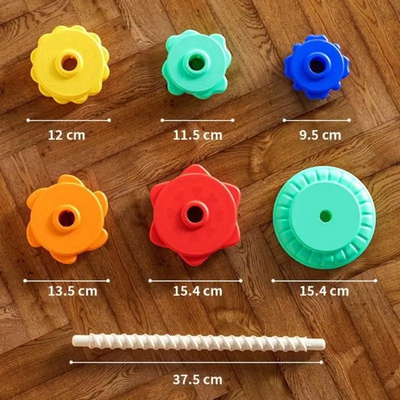Arco-íris torre empilhamento música cor anel de nidificação 1-3 anos de idade infantil bebê virar torre quebra-cabeça cedo montessori educação brinquedos