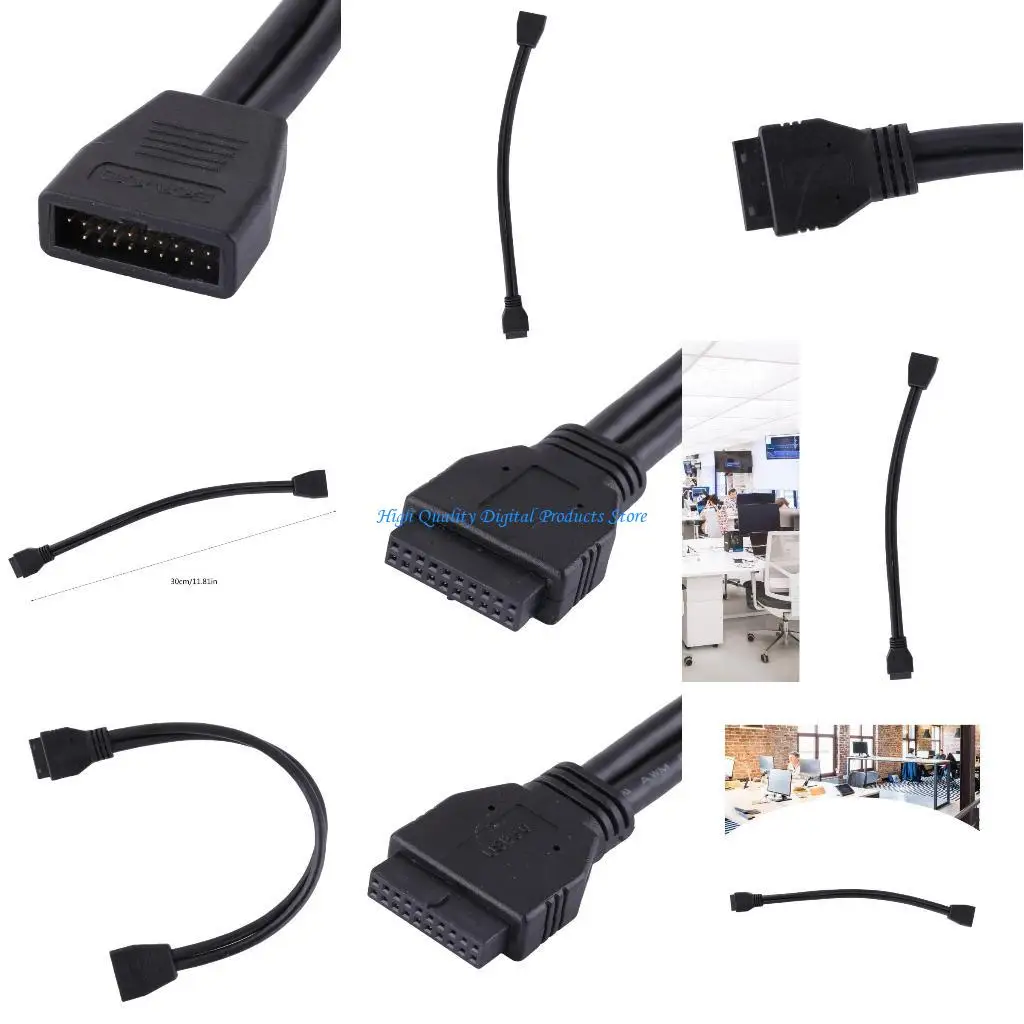 U2JE耐久性USB 19pin拡張コードUSB 19pin 20pinゲーマーおよびコンピューターメインボード電源用男性女性コンバーター