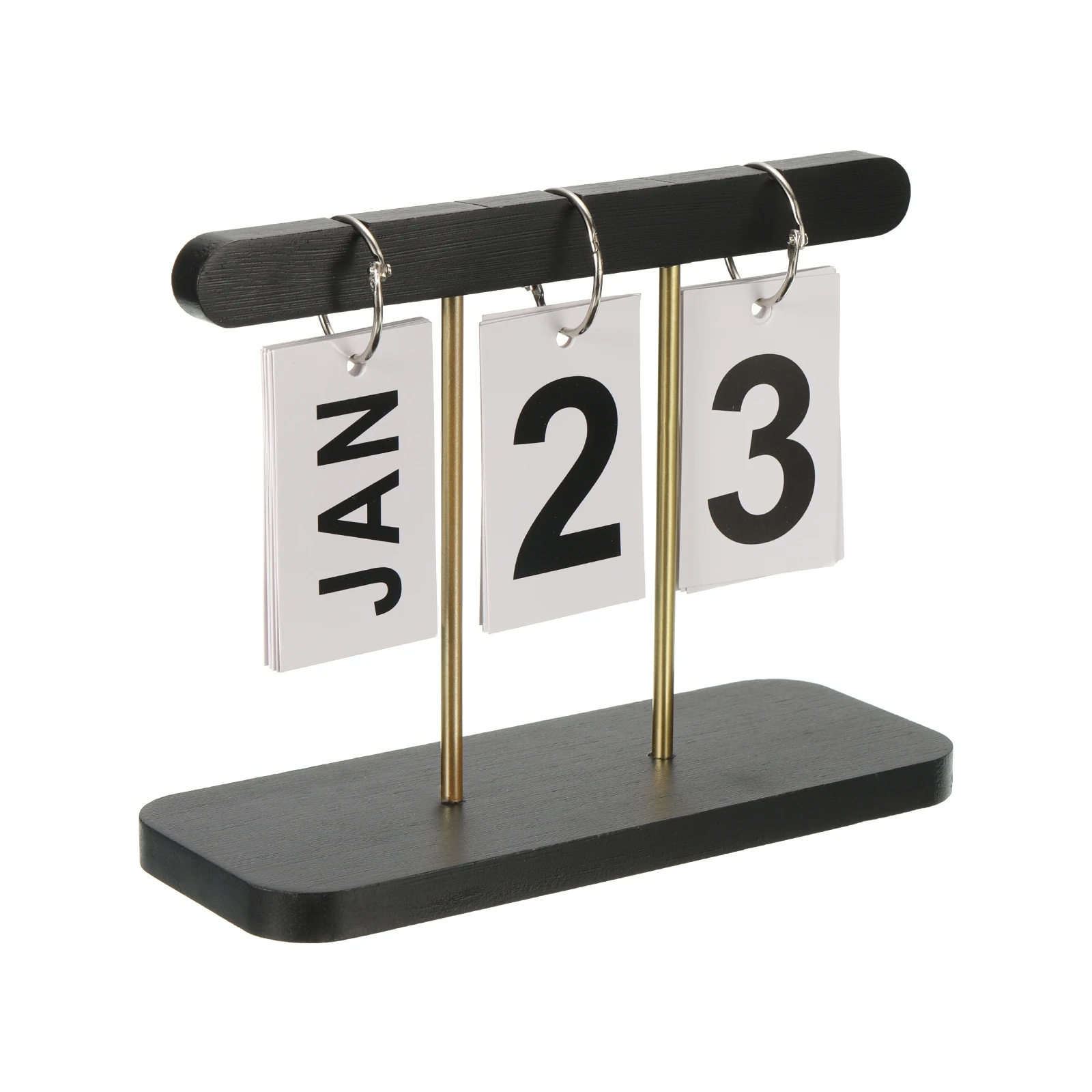 Calendrier perpétuel en bois vintage, calendrier à rabat en bois, Page tournante, affichage de la date du mois pour bureau, décoration de la maison, noir/blanc
