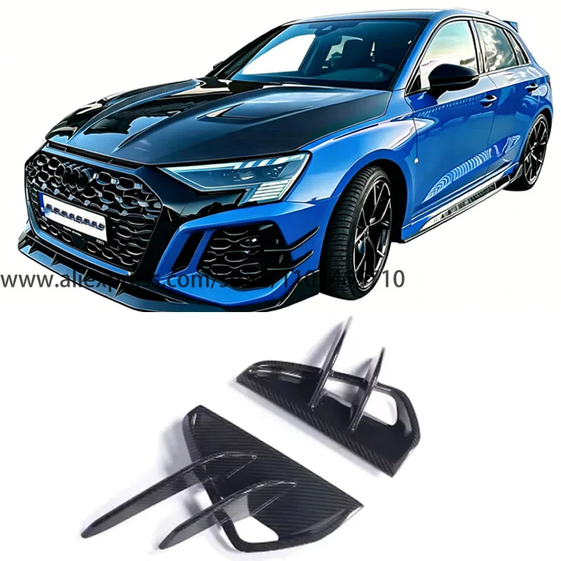 

For Audi RS3 8.5Y 2025‑2026, Dry Carbon Fiber Front Bumper Air Vents Cover & Front Splitters Lip Chin Racing Body Kits