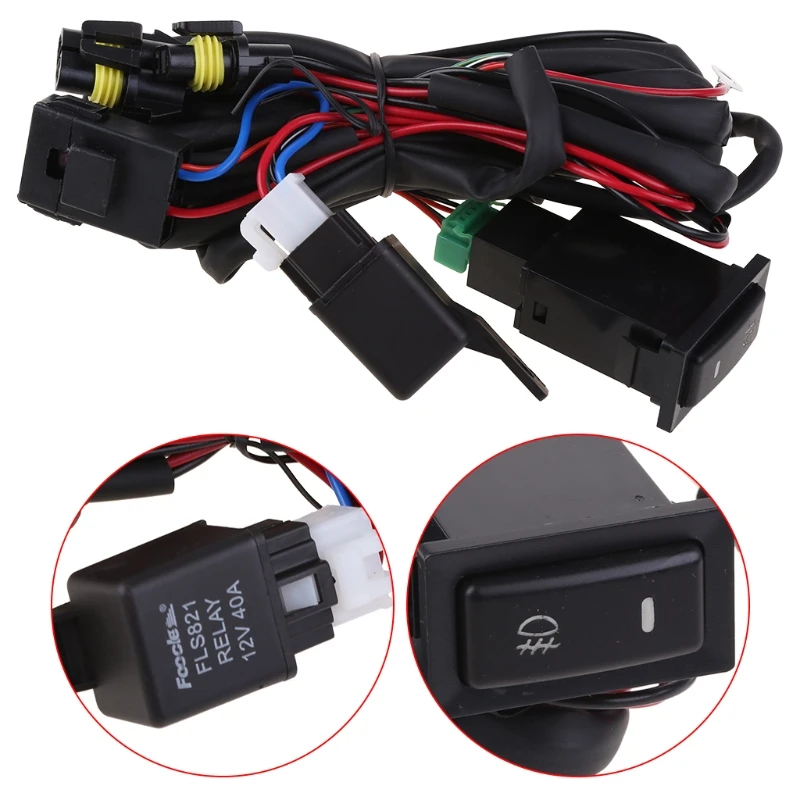 

Easy Installation for DC 12V 40A Car Rear Fog Light with Button Universal Fog Lamp Harness Replacement