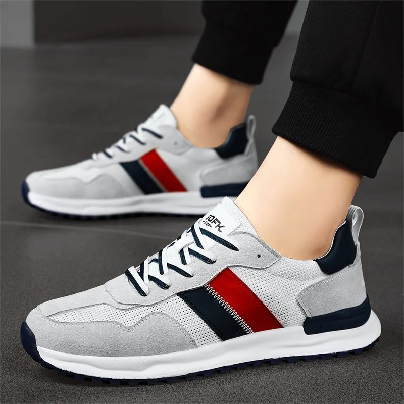 

Мужская обувь, новинка весны 2024, дышащие кроссовки для бега, уличная спортивная мужская кожаная повседневная модная обувь с мягкой подошвой