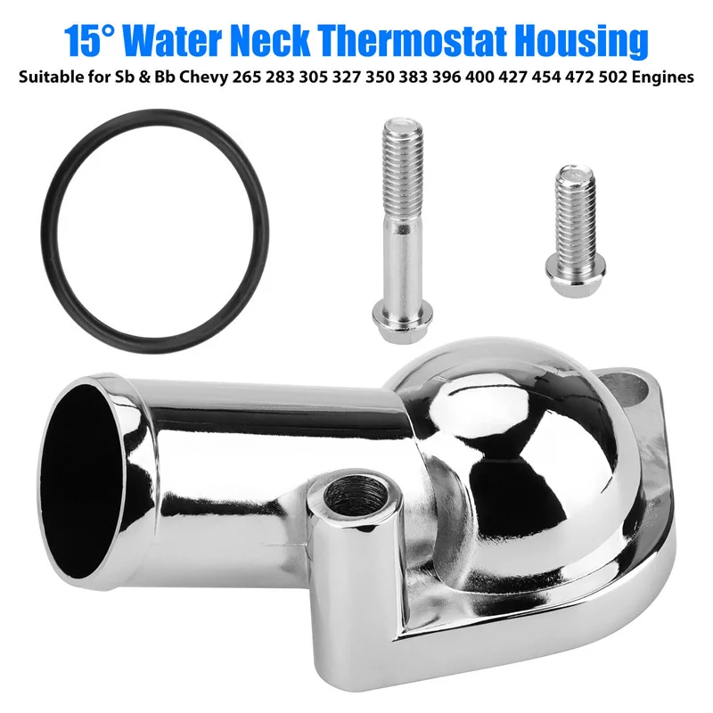 Alloggiamento termostato collo acqua SBC BBC 15 °   Per Chevy 265 283 305 327 350 383 396 400 427 454 472 502 Piccolo Grande Blocco