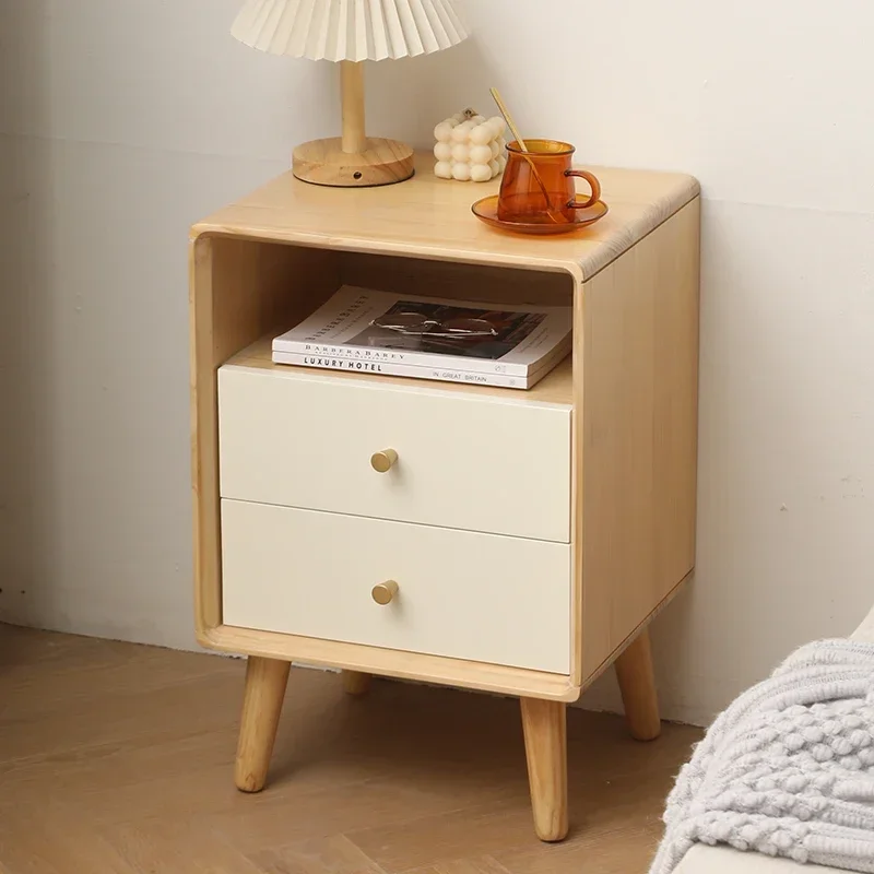 Luxury Unique Bedside Table Nordic Industrial Design Minimalist Drawer Organizers Office Table De Chevet Solid Wood Furniture