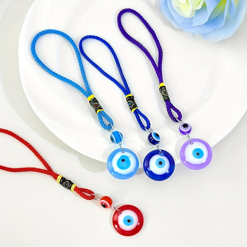 Cool Eye Lucky Eye Keychain Hand of Fatima Glass Bead Lucky Eye Pendant Transparent Car Hanging Charm DIY Trinkets