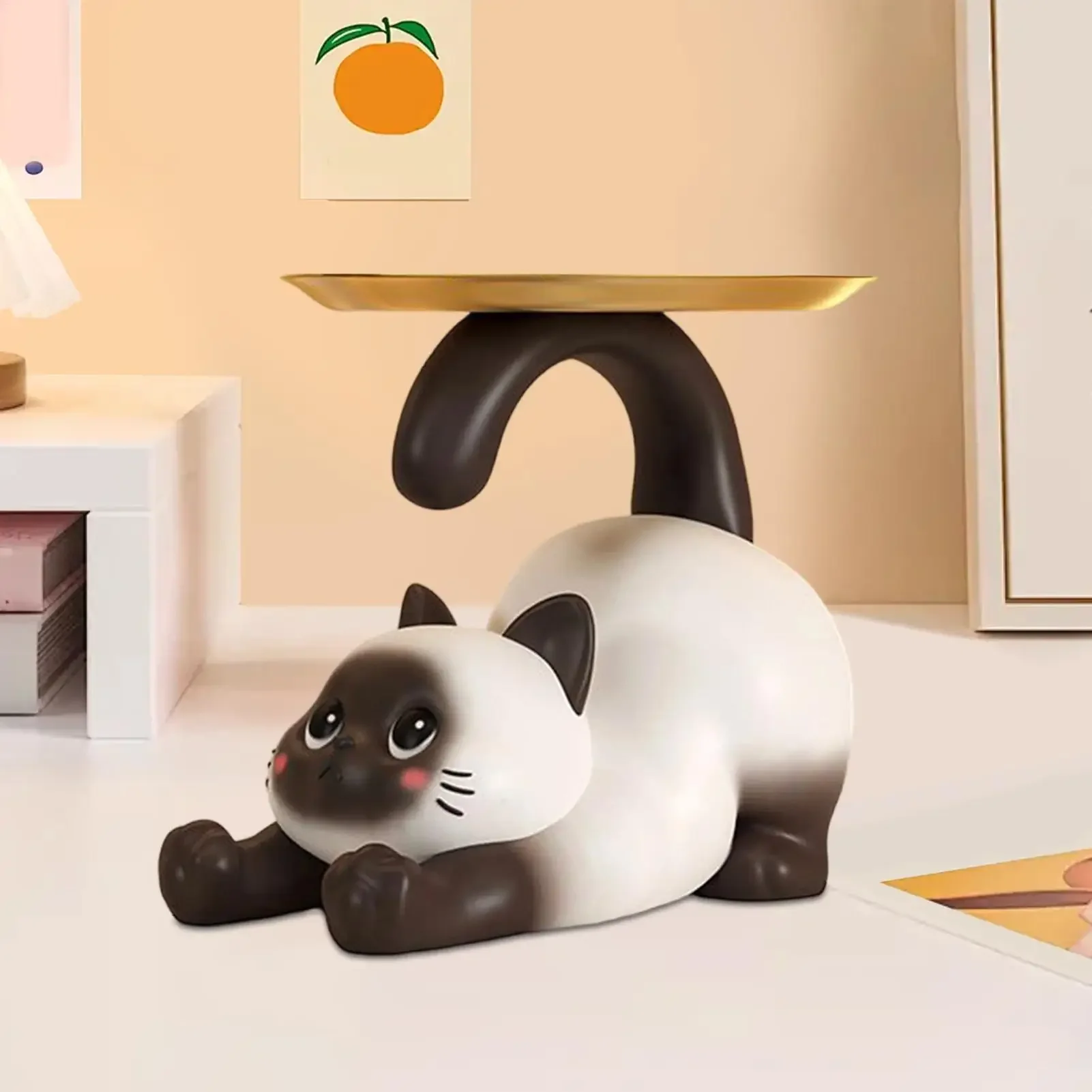Cat Candy Dish Storage Tray Cat shape Entrance Shoe Cabinet Decoration Creative Cute cat statue decoration Key Holder for home