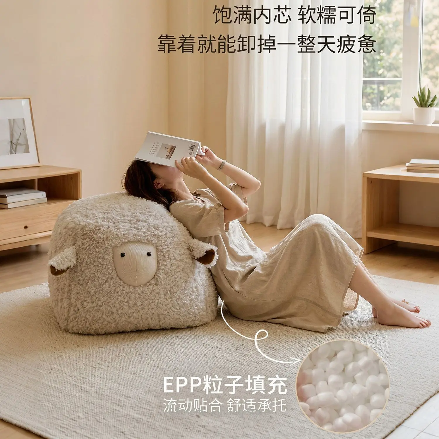 Upholstered Storage Stool for Living Room, Multifunctional Ottoman Footrest & Shoe Changing Bench with Soft Cushion for Entryway