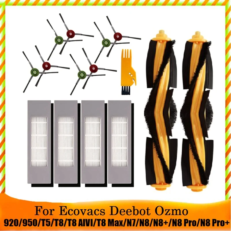 15Pcs For Ecovacs Deebot OZMO 920 950 T5 T8 T9 Series Robot Vacuum Cleaner Main Side Brush HEPA Filter Accessories Kit