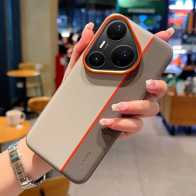 적용 가능한 화웨이 푸라 80 프로 폰 케이스 메이트70RS 골든 아머 3피스 오렌지 노바14