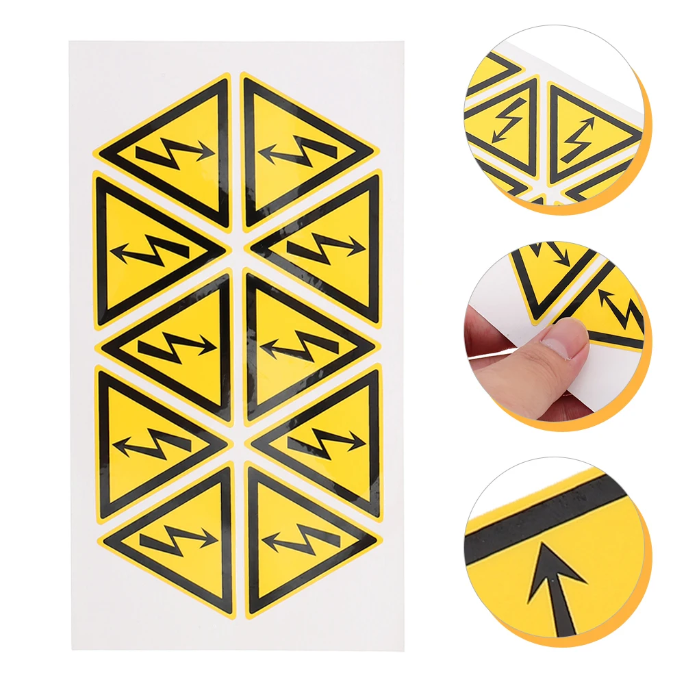 

1 set Yellow Safety Warning Label Stickers PP Electric Shocks Mark Strong Adhesive Bright Industrial Equipment