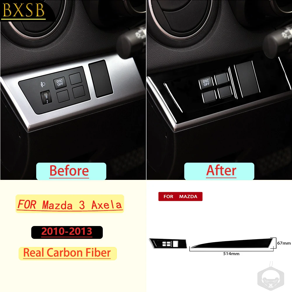 For Mazda 3 Axela 2010-2013Car Left Right Dashboard AC Air Vent Outlet Trim Real Soft Carbon Fiber Interior Accessories Sticker
