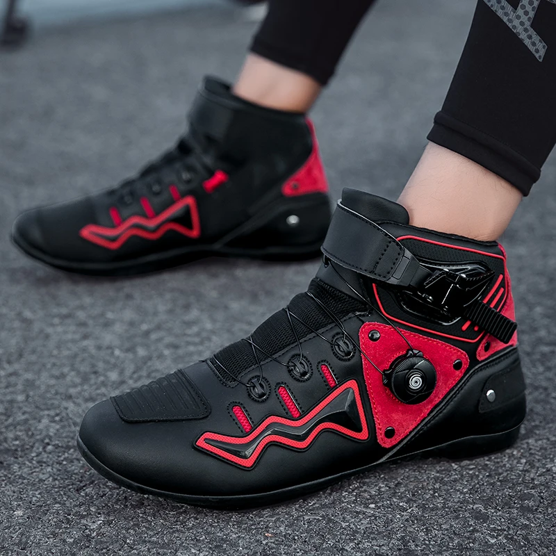 Motocross Shoes Shift Anti-skid Pads Motorcycle Shoes Rotating Buckle Casual Shoes Shock Absorption Men's Boots Wear Resistant