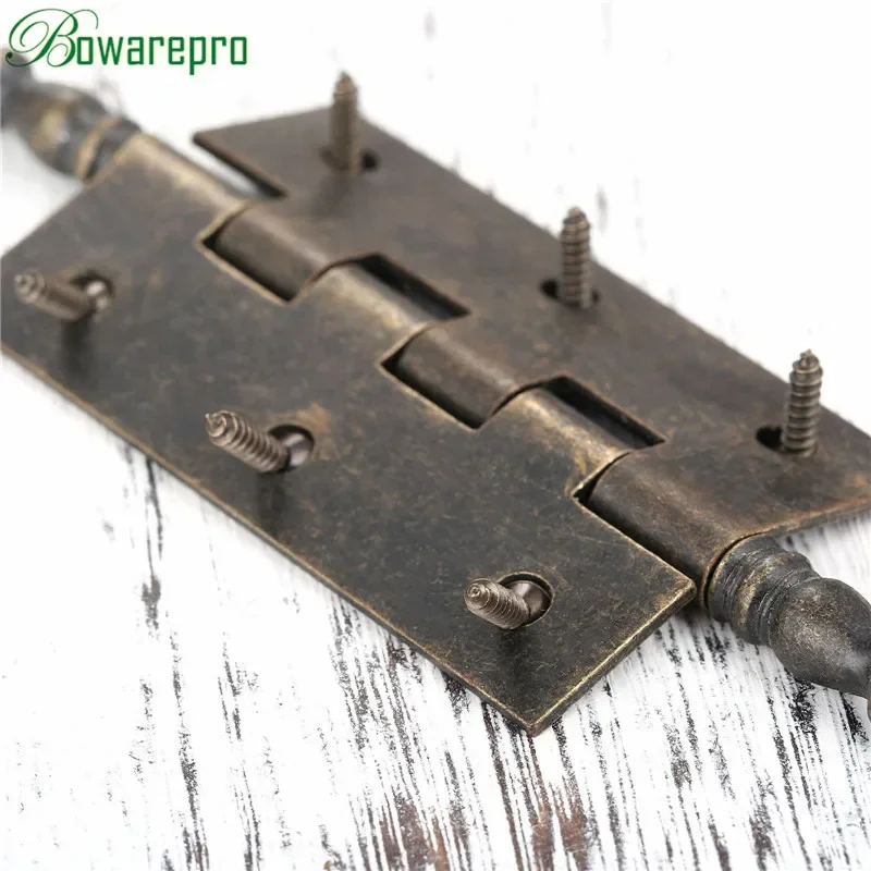 bowarepro 127*76mm Antique Bronze Crown Head Hinge 6 Holes Jewelry Gift Box Decorative Hinge for Cabinet Furniture Accessories*1