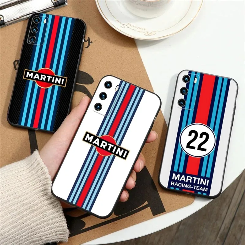 Racing Martini Phone Case For Huawei Mate 40 30 20 10 9 8 S 20X 5G 40E Plus Nova 7 I Pro SE Black Soft Silicone Cover