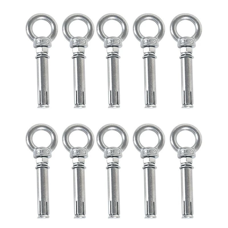 

10Pcs M8 X 60Mm Expansion Bolt Anchor Bolt 304 Stainless Steel Ring Lifting Anchor Eye Bolt Expansion Eyebolt