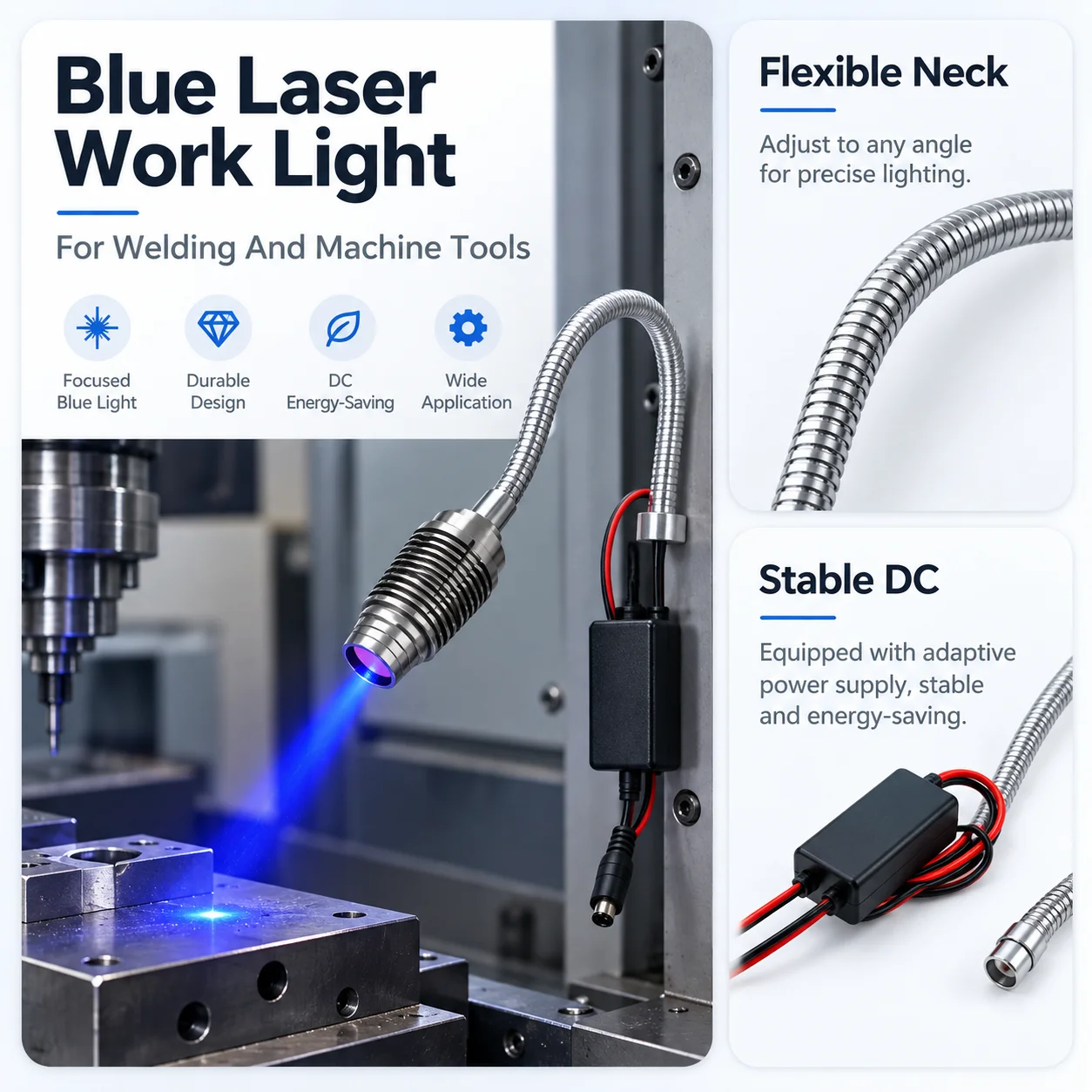 ZhonNa 3 W Blue Laser Welding Machine Tool Light DC Energy Saving Ambient Optical Microscope Parts Accessories Consumables 1 pcs