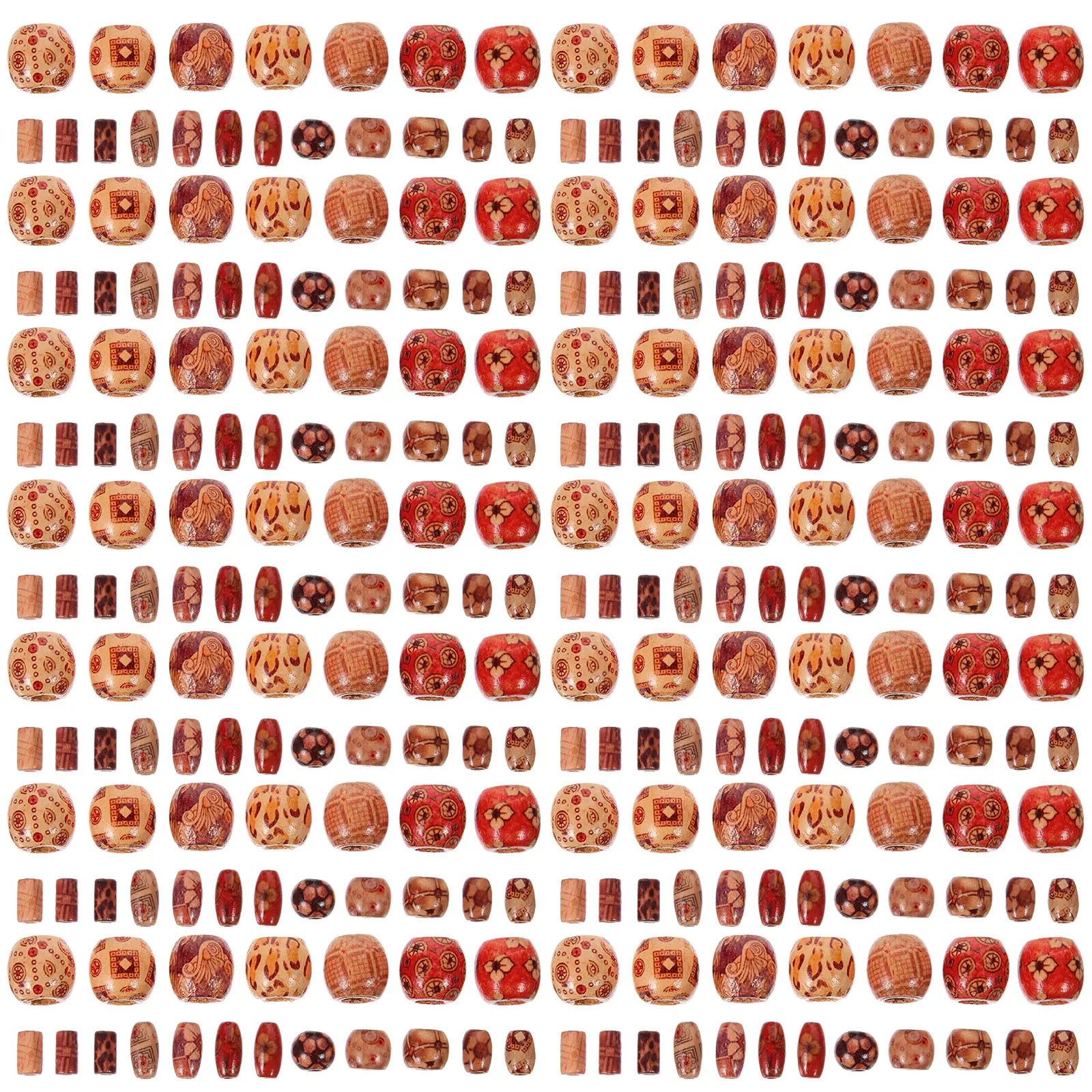 

500pcs Wooden Beads for Hair African Crafts Mixed Shape Painted Assorted Colorful Jewelry Making Hair Accessories Dirty