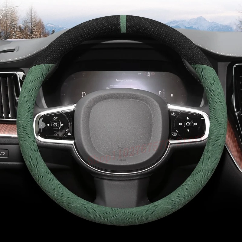 

For Volvo S60 S90 C40 CX40 XC60 V60 XC90 Suede Leather Steering Wheel Cover Non-slip Four Season Universal Car Accessories