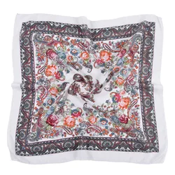 Foulard Carré Russe de Luxe pour Femme, Imprimé Paisley, Bandeau de Sauna, Bnadana, Mouchoir Babushka, Enveloppe la Tête, Printemps Été, 70x70cm