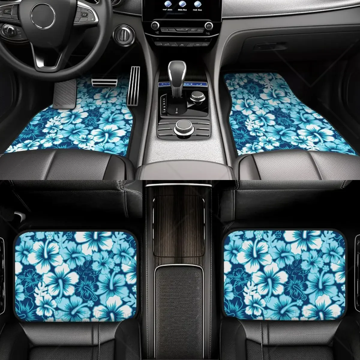 الكركديه الاستوائية الأزرق سيارة الحصير 4 قطعة اكسسوارات السيارات حجم واحد سميكة العالمي صالح المضادة للانزلاق وسادة الحصير للسيارة الداخلية #6