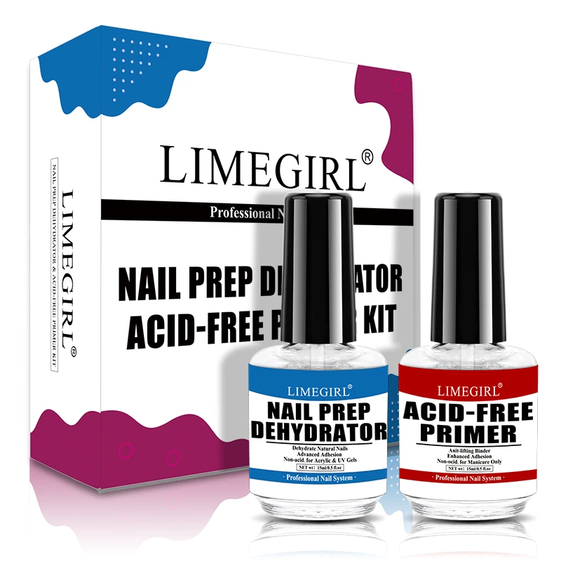 Professional Nail Prep Dehydration and Acid-Free Primer, Non-Acid Primer for UV Gel Quick Drying Premium Adhesive Gift Set