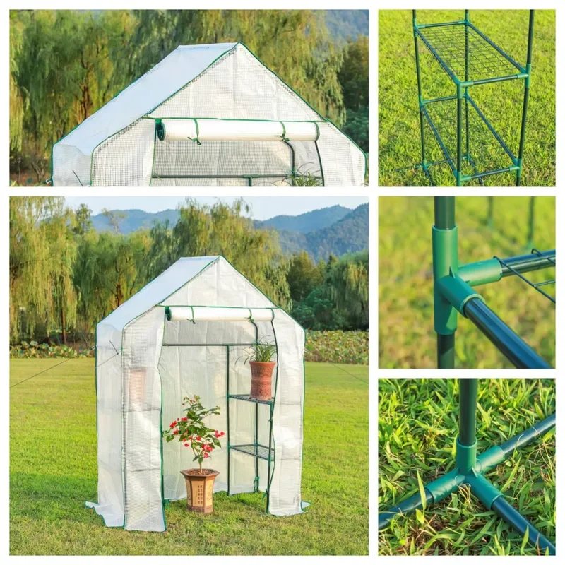 Eco-Friendly Modern Walk-In PE Tunnel Greenhouse Easily Assembled with 16mm Steel Tube Metal Frame for Backyard Garden