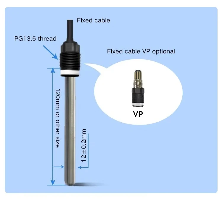 Dissolved Oxygen DO Sensor Probe Large Measuring Range High Temperature DO Electrode for Water Quality Monitoring