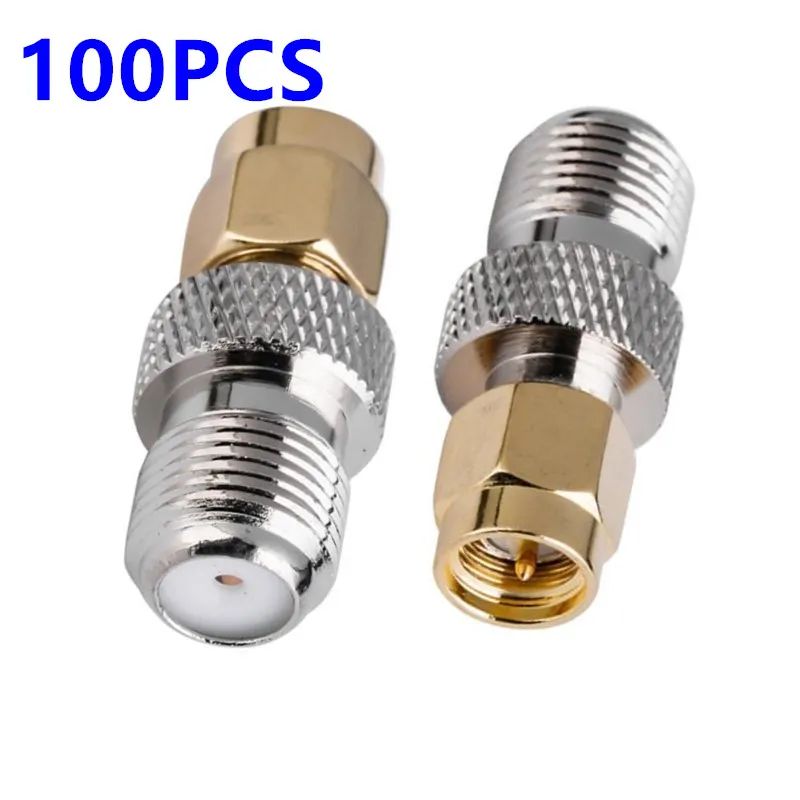 100PCS F Type Female to SMA Male Coax Connector Coaxial Adapter