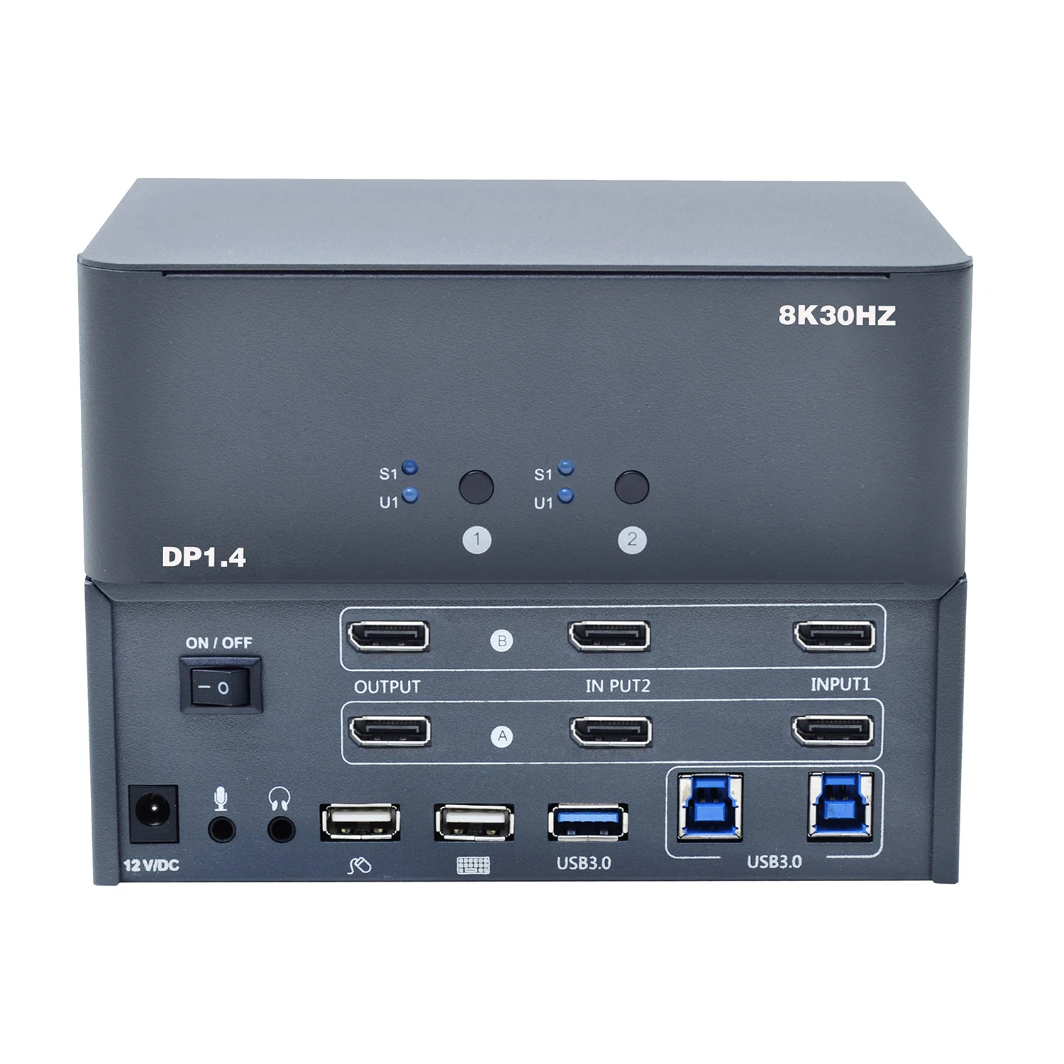 สวิตช์ DP1.4KVM สำหรับจอภาพคู่8K 2พอร์ต