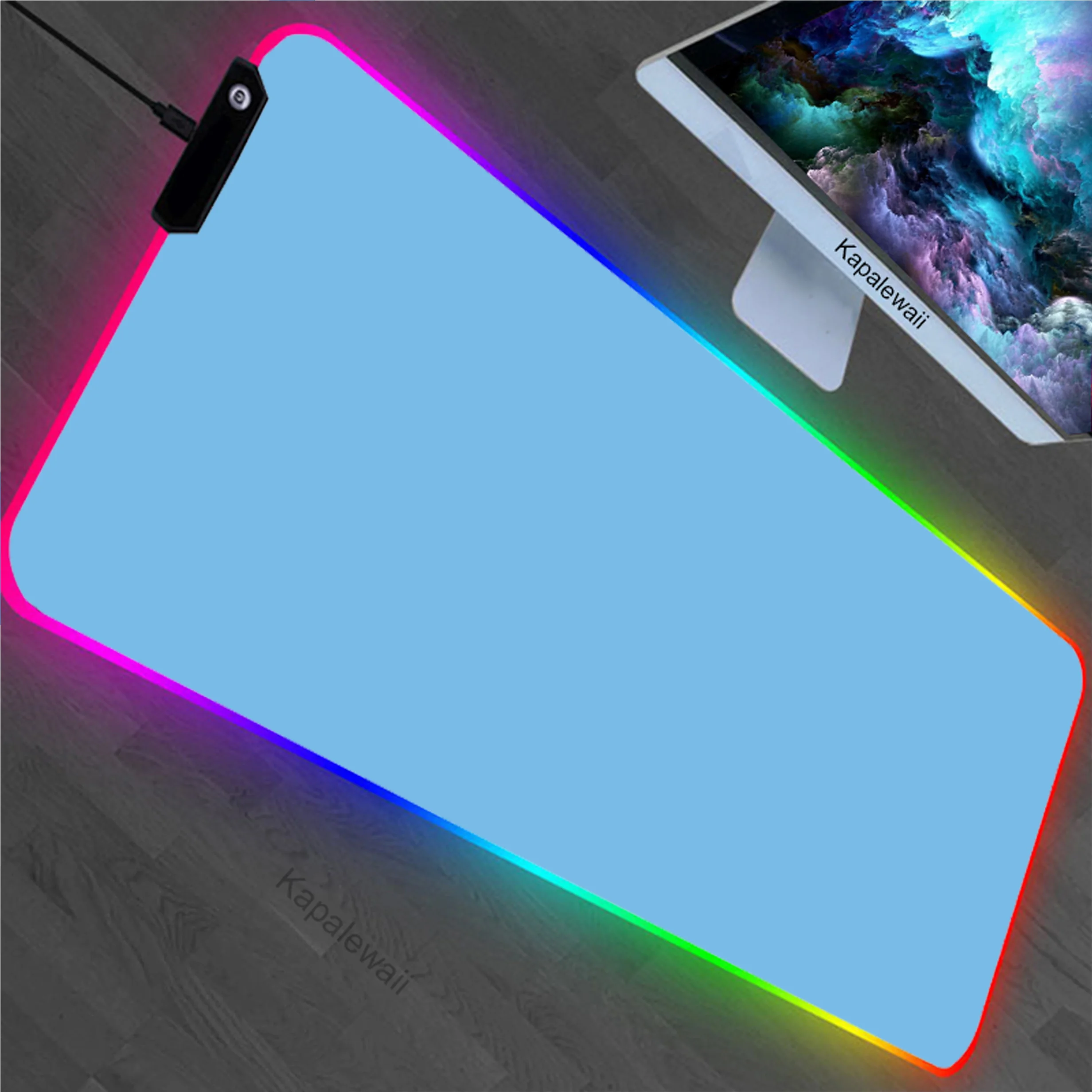 

Pure Color Wathet RGB Gaming Mouse Pad LED Large Gamer Mousepad Computer Desk Mat XXL Notebook Mouse Mat Rubber Keyboard Pads