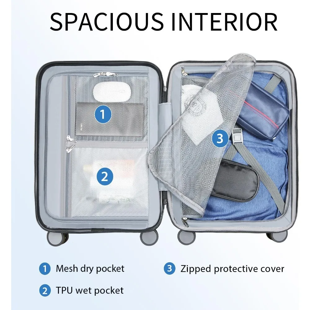 Expandable Hardside Spinner Luggage with TSA Lock, Durable Rolling Suitcase for Travel with USB Port and Long-Lasting Design