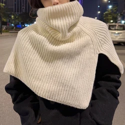 Autumn Winter Knitted Shawl Pullover Scarf for Women Solid Soft Warm Shoulder Cape Turtleneck False Collar Clothes Accessories