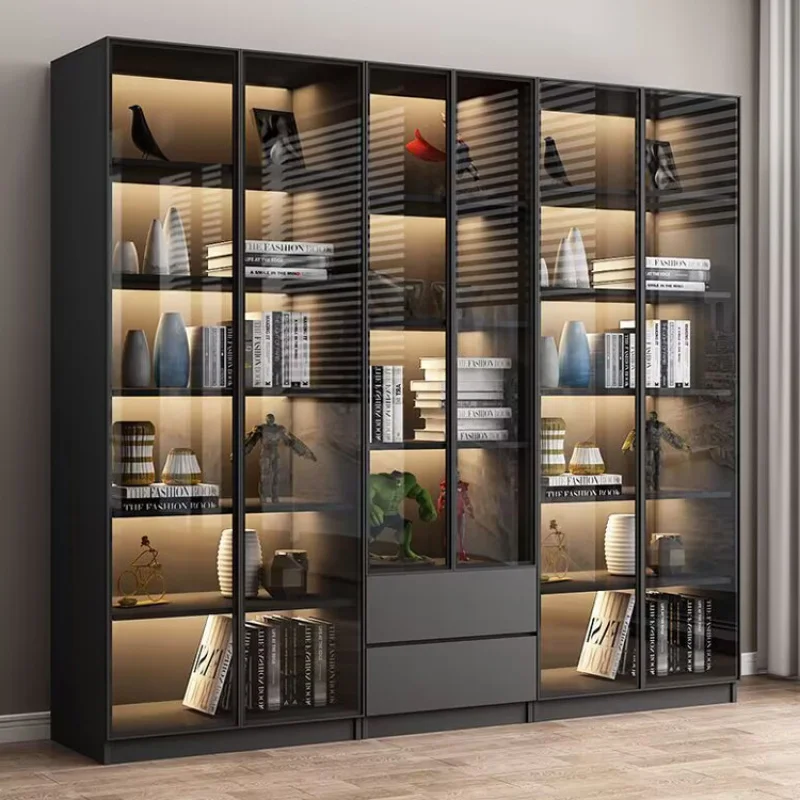 custom.Simple Modern Combination Bookcase Wine Cabinet, Display Lockers Custom High-end Cabinets