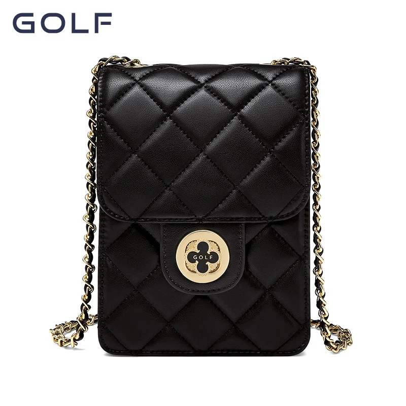 

GOLF Bag 2024 New Genuine Leather Mobile Phone Bag Women's Lingge Chain Small Square Bag Mini One Shoulder Crossbody