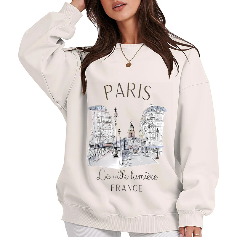 

Футболка 90-х годов Париж, женские толстовки с принтом, осенние удобные топы с круглым вырезом, пуловеры унисекс с графическим рисунком, кофты, зимняя одежда, новинка
