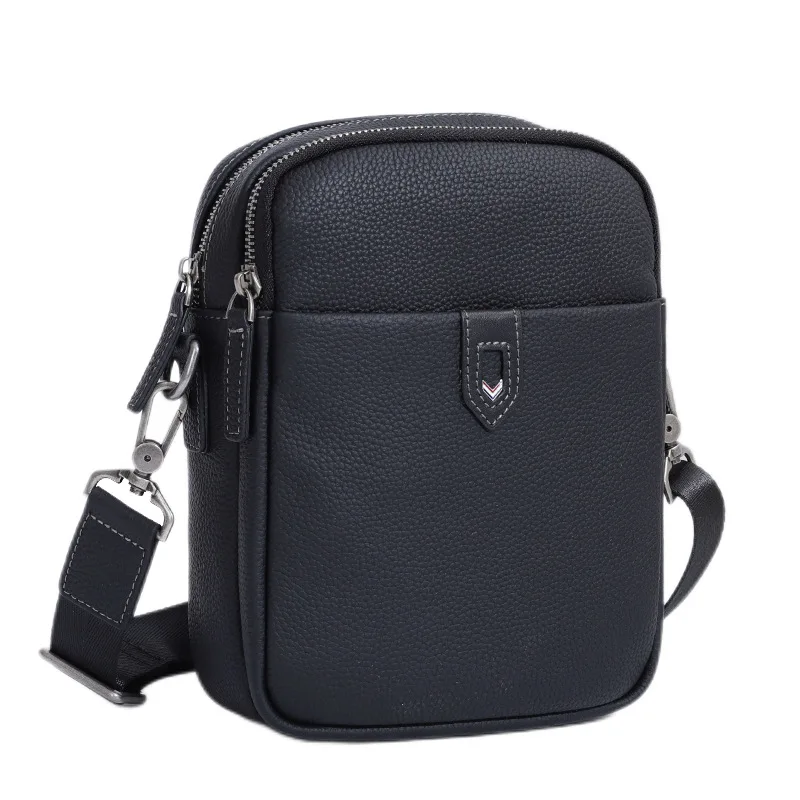 Real Leather Man Chest Bag Phone Pocket Cross Body Shoulder Fanny Pack Fashion Small Handbag Outdoor Crossbody Messenger Bags