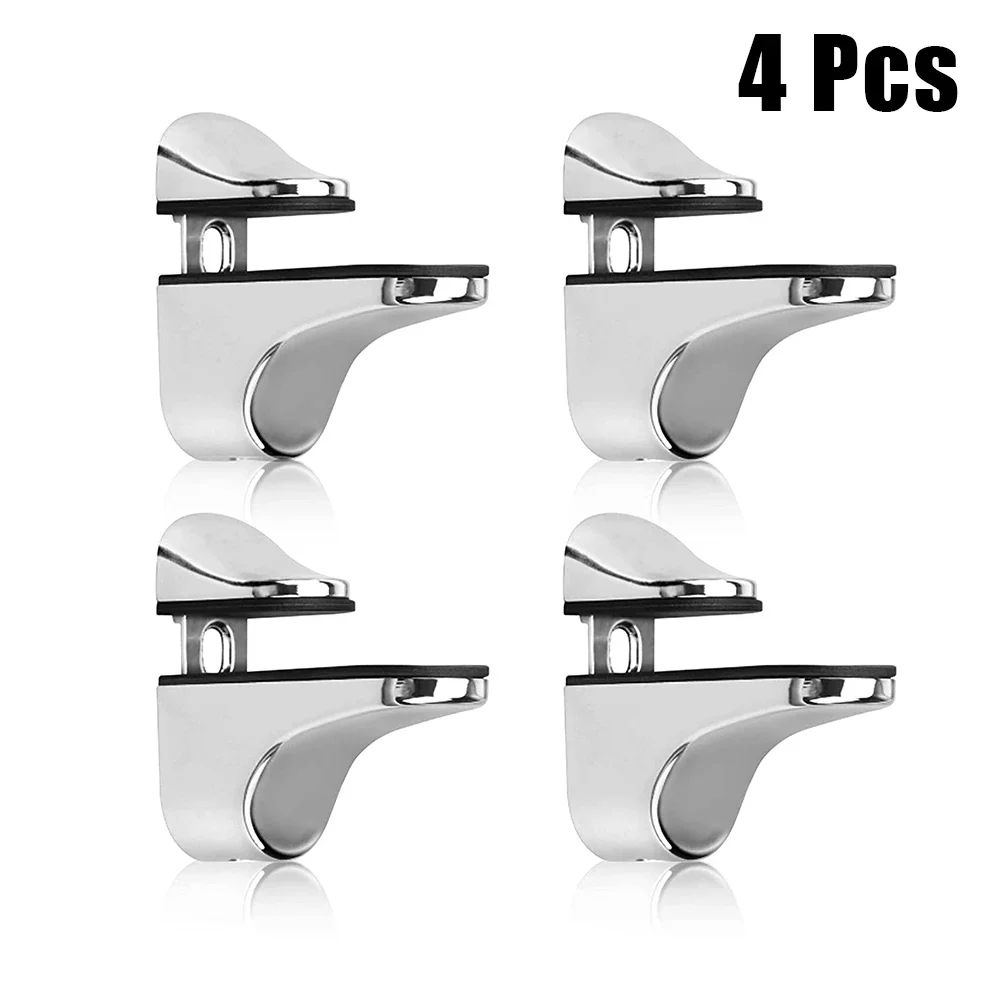 4 X Zinc Alloy Adjustable Shelf Clamp Glass Shelf Support Plate Holder Bracket Large Glass Clamp Brackets Storage Holders Part