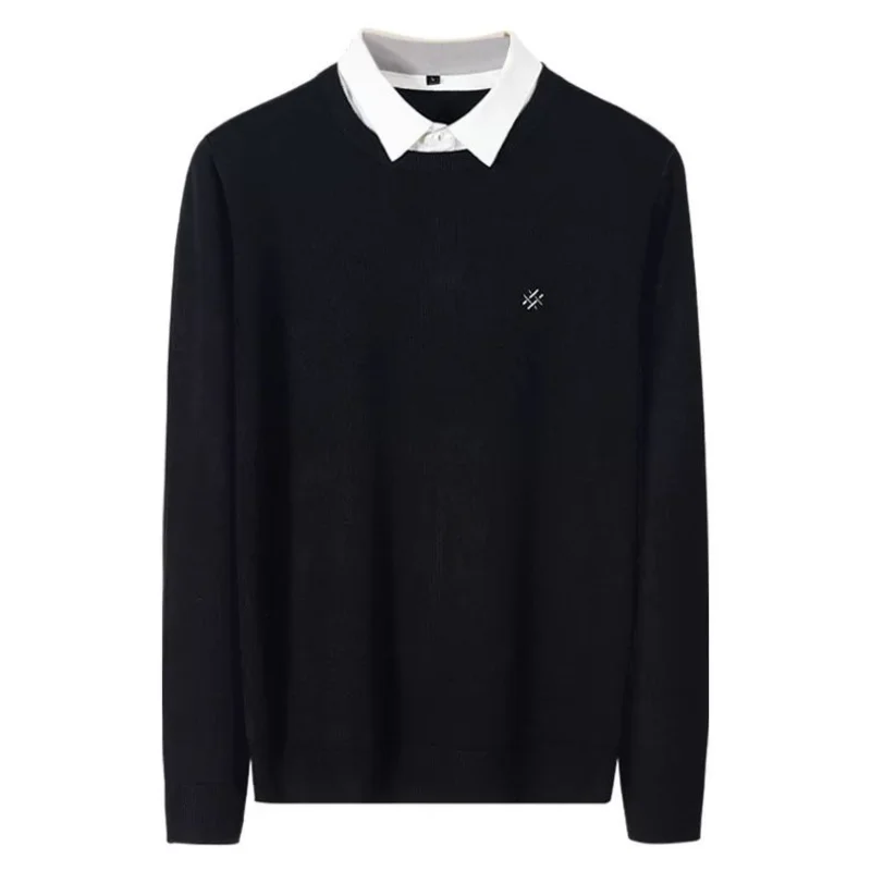 Hot Selling Popularity Men's Clothing Tops New Half Sleeve Autumn Winter Round Neck Fashion New Comfortable Long Sleeve Sweaters