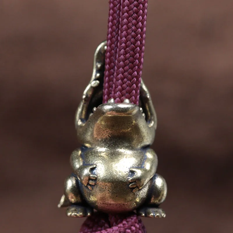 Cute Open-mouthed Dinosaur Brass Knife Beads Outdoor EDC DIY Paracord Bracelets Accessories Umbrella Rope Woven Lanyard Pendants