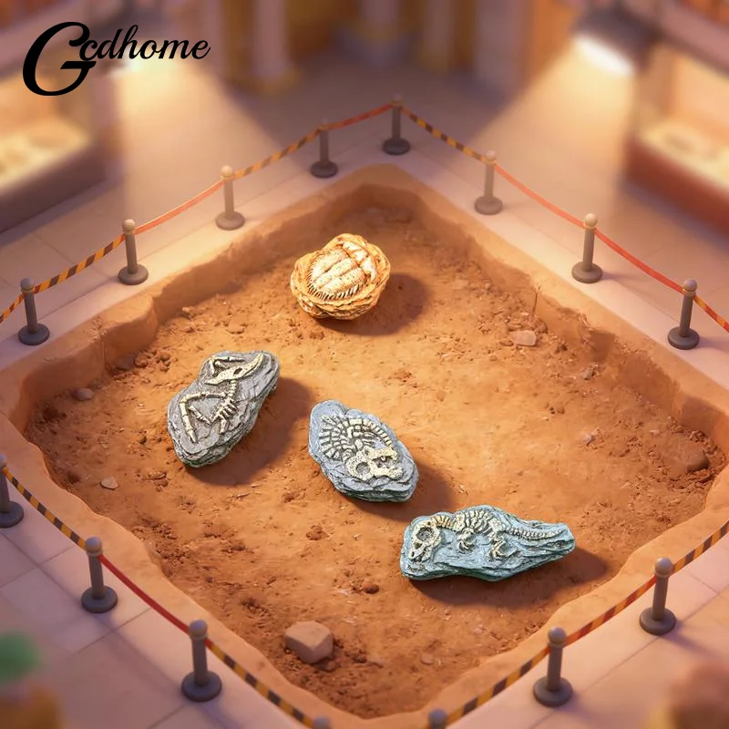 Realistic Dinosaur Fossil Miniatures 4pcs for Creative DIY Home and Desktop Accents