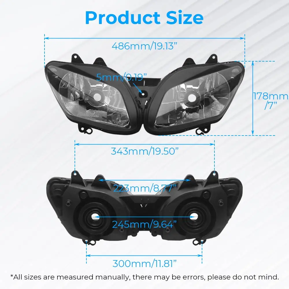 Motorcycle Headlight Lamp Assembly Housing Fits For Yamaha Yzf R1 2002-2003 Abs Clear Lens Black Casing Bulbs Are Not Included