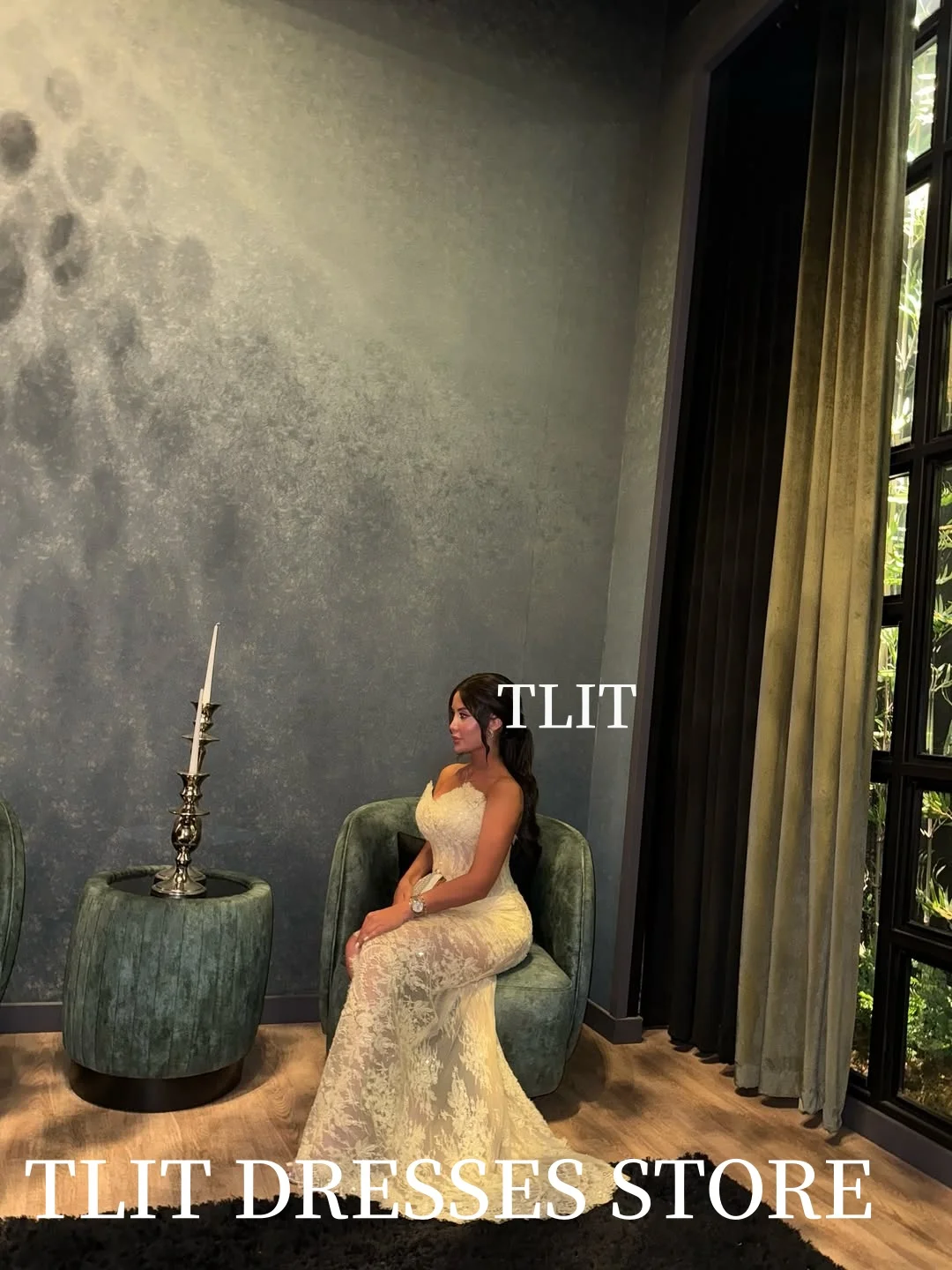 TLIT-vestidos de noche elegantes de sirena de encaje amarillo, personalizados, Sweetheart, lado alto, sin mangas, plisados, vestidos de graduación