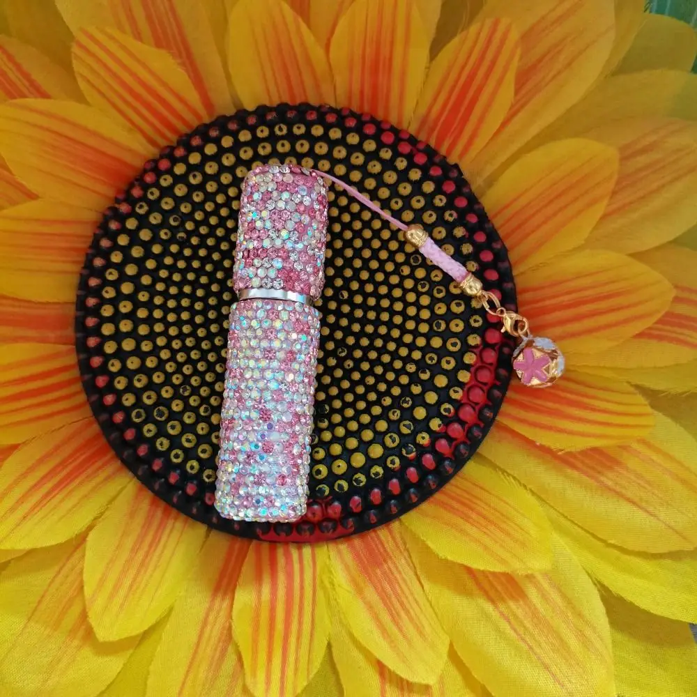 Botella pulverizadora de Perfume portátil de 5ml, Mini subembotellado de viaje a prueba de fugas con diamantes de imitación, atomizador vacío, pulverizador recargable