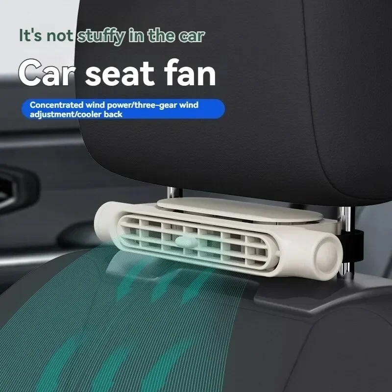 

Portable Car Seat Fan USB Car Headrest Cooling Air Fan with 3 Speed Electric Cooling Fan USB for SUV RV Car Back Rear seat Fan