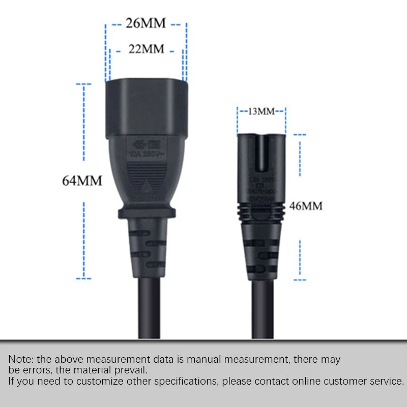 IEC 3-Pin C14 Male To C7 Female Converter Adapter Cable For PDU UPS Kettle