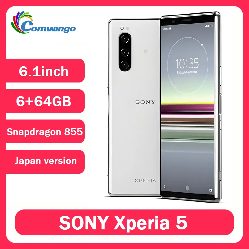 Мобильный телефон Sony Xperia 5, японская версия, 4G LTE 6,1 дюйма, восьмиядерный процессор, 6 ГБ, 64 ГБ, 13 МП и 5 МП, отпечаток пальца, Android-телефон, оригинальная разблокировка