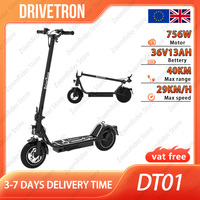 DriveTron DT01 756W Electric Scooter, 36V 13Ah Battery, 40km Max Range, 29km/h Speed, 10-Inch Vacuum Tires, Foldable