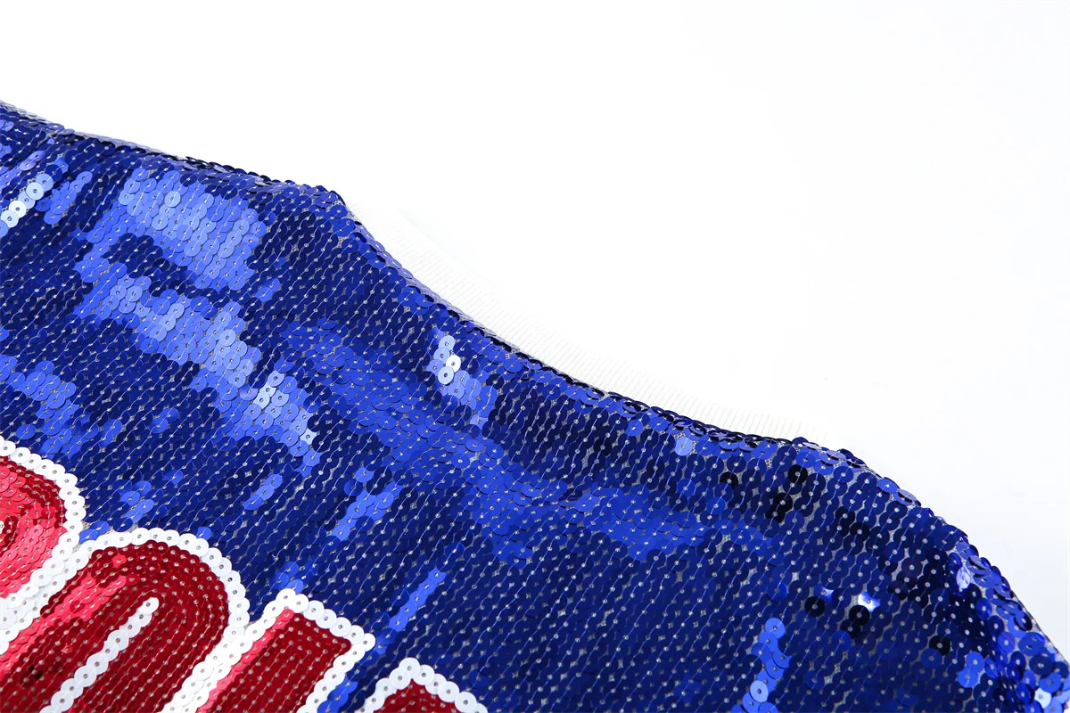 Summer New High Quality Streetwear Sequins Striped Cartoon Short Sleeve T-Shirt Hip Hop Round Neck Straight Loose Women' Wears